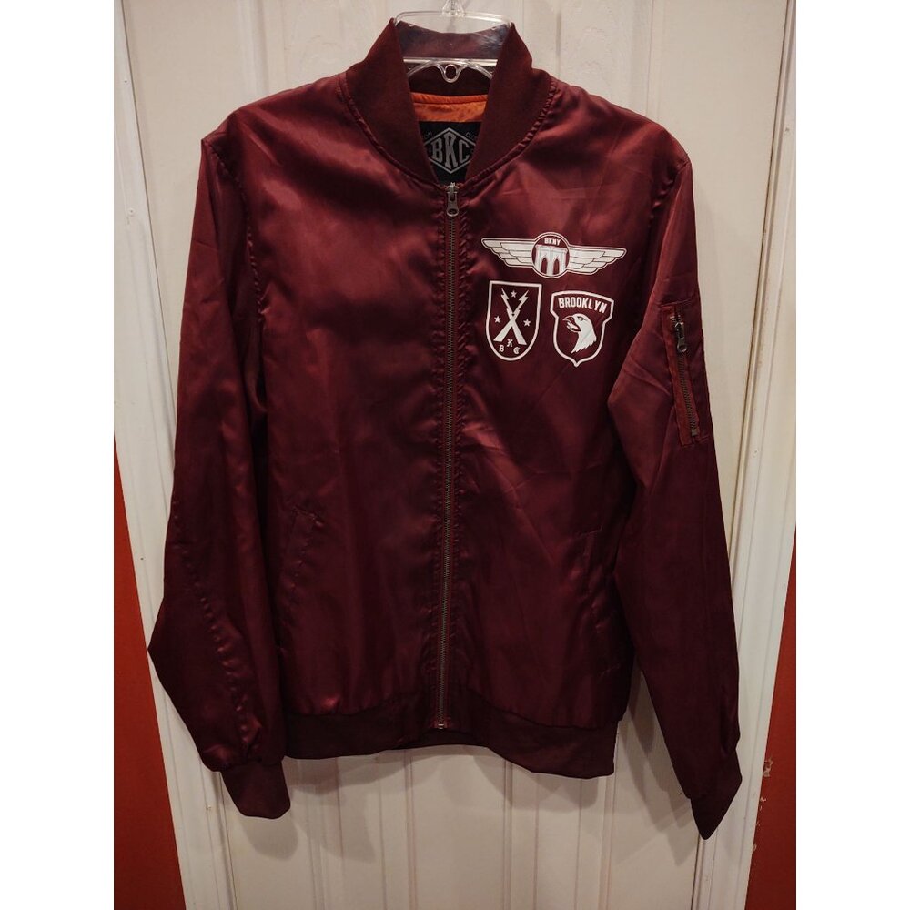 BKC Brooklyn Cloth Workwear Jacket Mens M Burgundy Full Zip Windbreaker